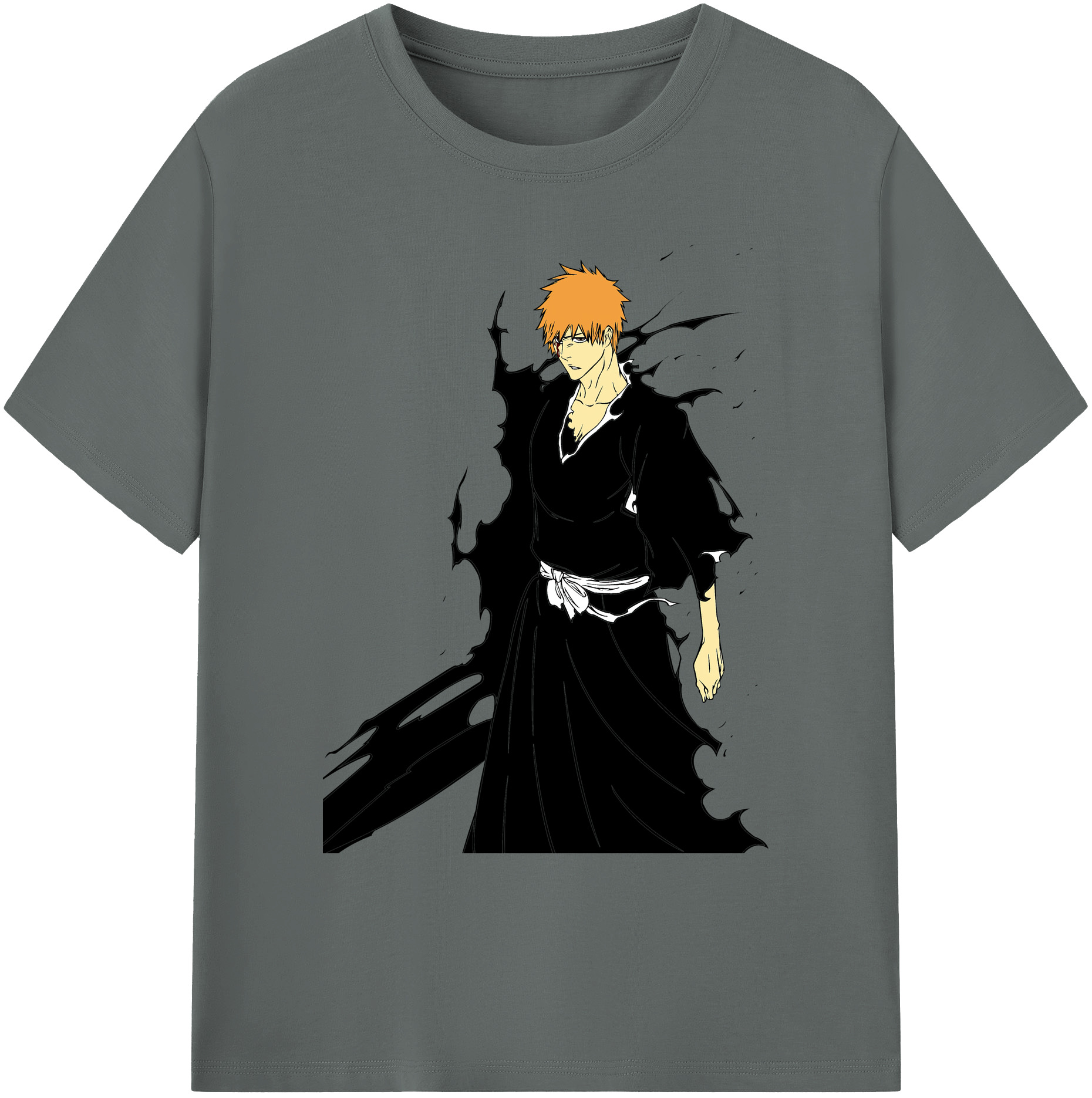 （画像用） ブリーチ 黒崎一護（くろさき いちご）BLEACH Kurosaki Ichigo 綿100％ メンズ半袖Tシャツ｜肌触りやわらか＆通気性